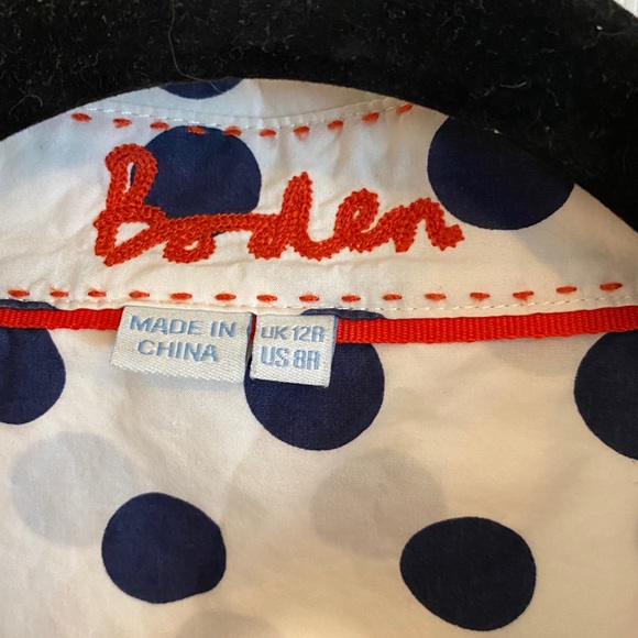 Versatile and Classic Boden Fitted Navy and White Button Front Blouse~Size 8 - Picture 3 of 7